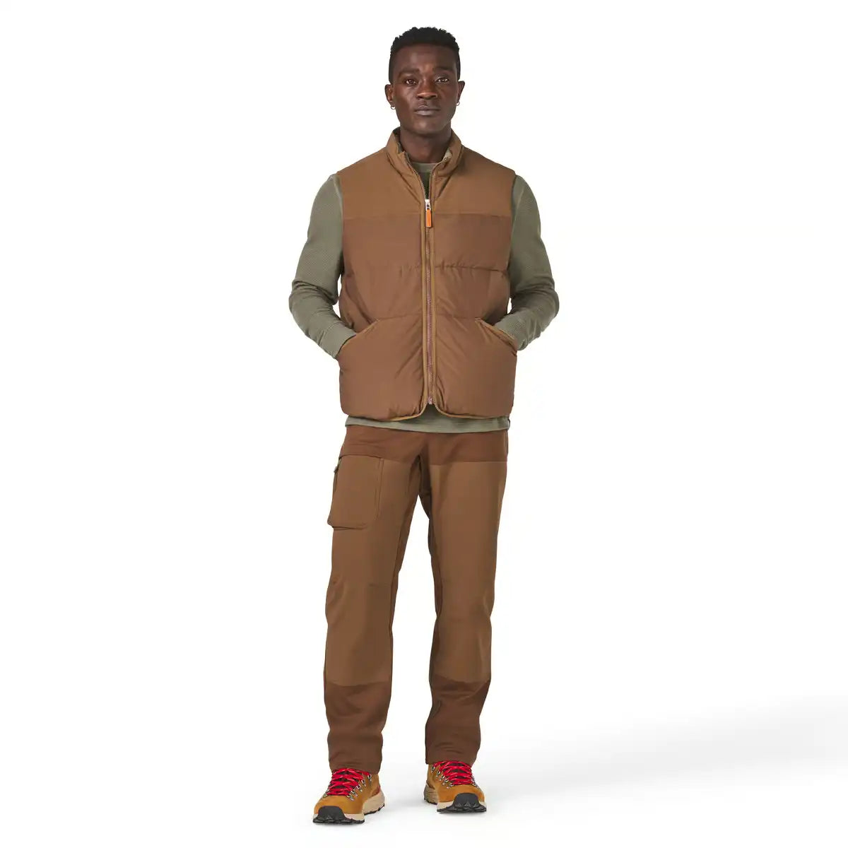 Zigzag Down Vest Dark Earth