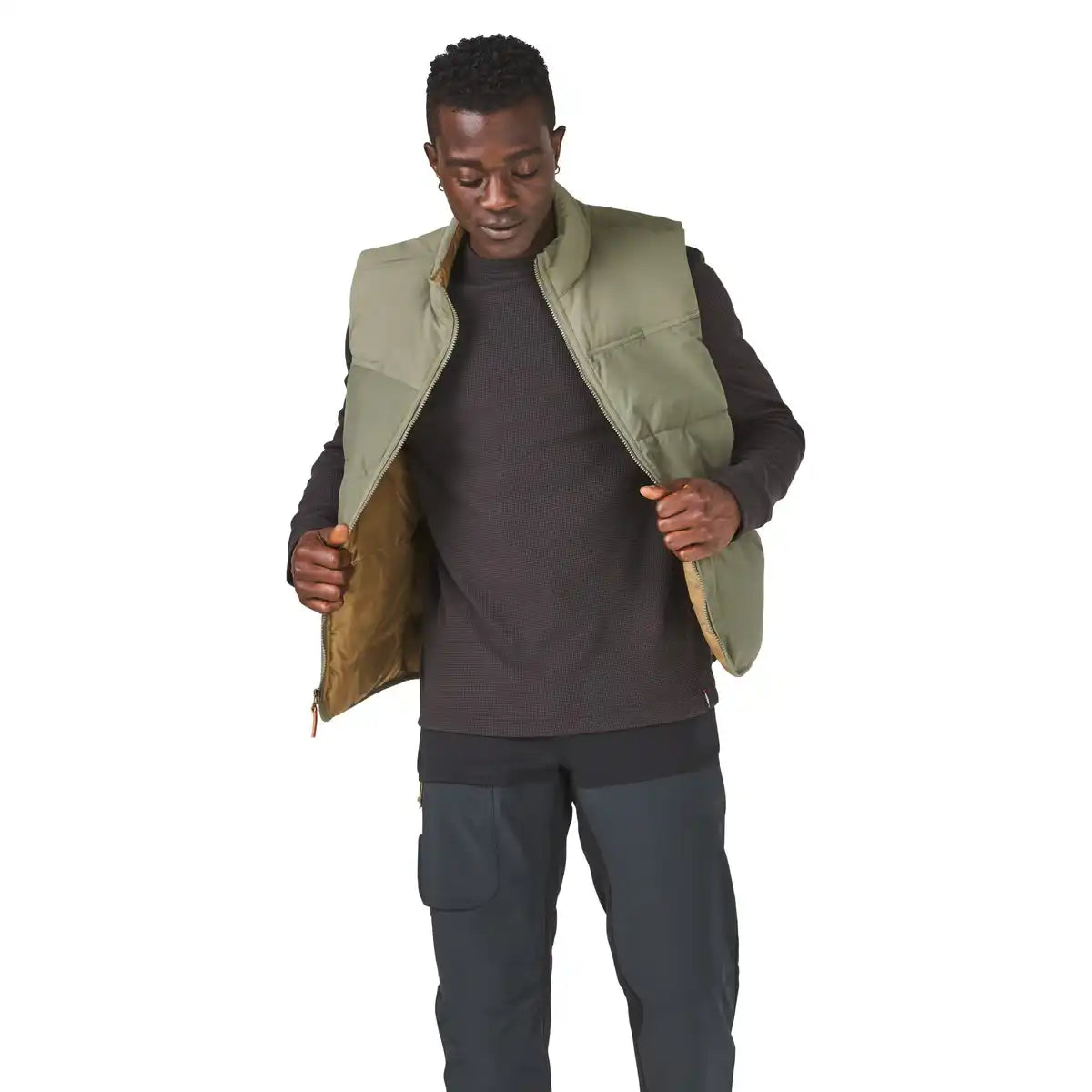 Zigzag Down Vest Dusty Olive
