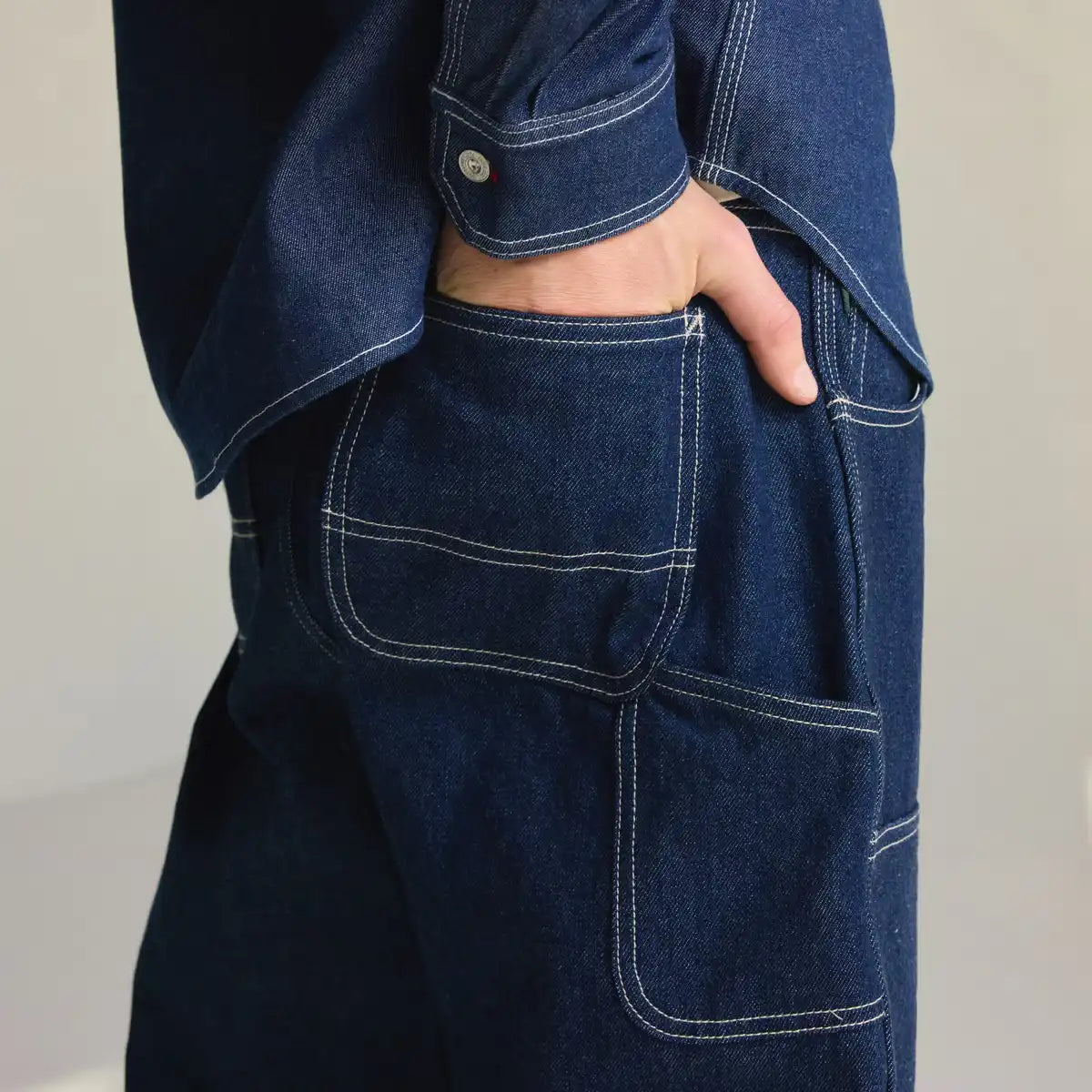Men's Kenton Double Knee Pants Denim Dark Wash Indigo