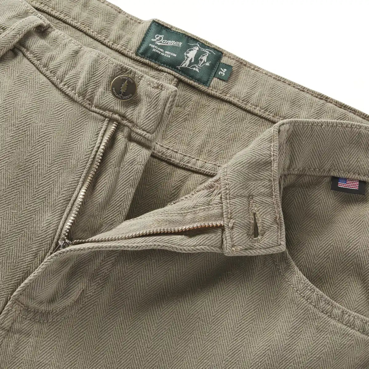 Men's Kenton Double Knee Pants Herringbone Dusty Olive